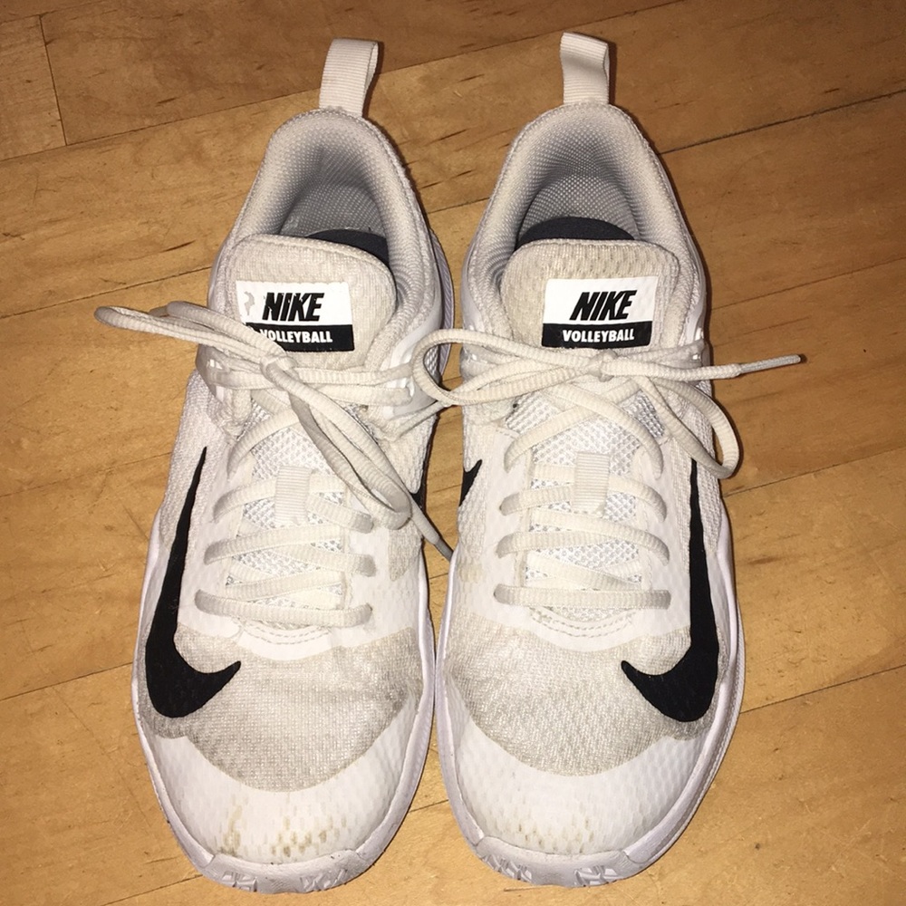 Black and white nike volleyball shoes